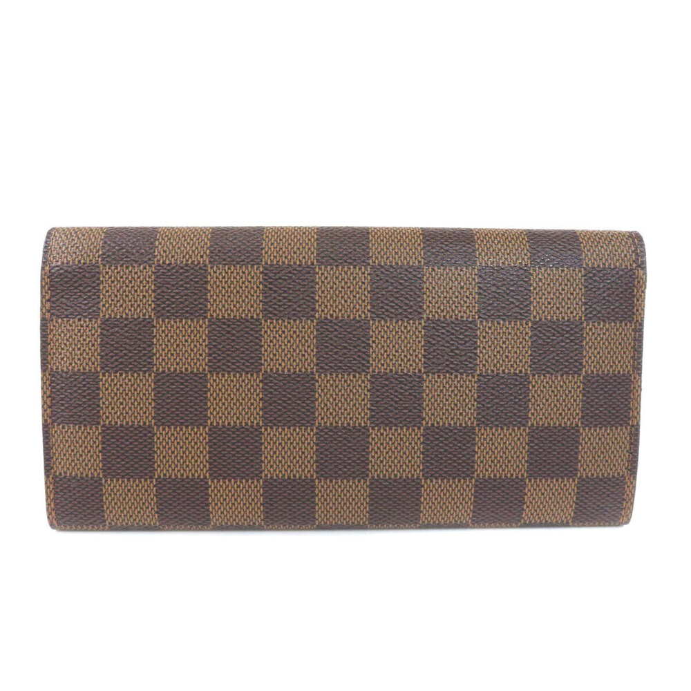 Louis Vuitton Damier Canvas Ebene Brown Portefeuille Emilie Wallet Long Brown